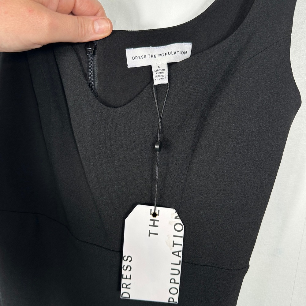 Dress The Population Sloan Black Sleeveless Sheath Midi Dress Women's Small NWT - Picture 7 of 16